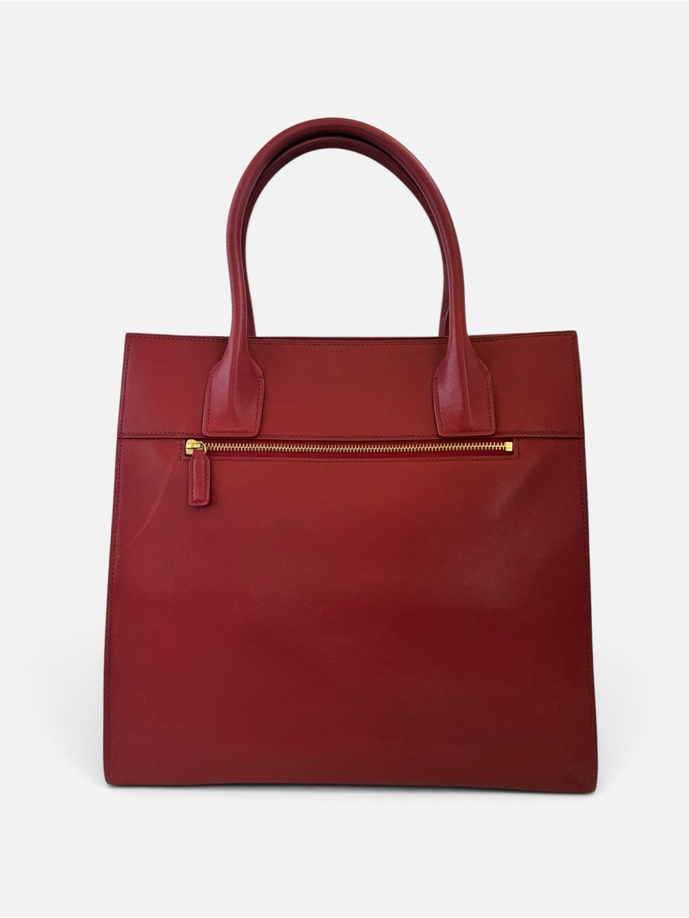 Structured Satchel Tote in Burgundy with Gold Accent - Picture 2 of 7